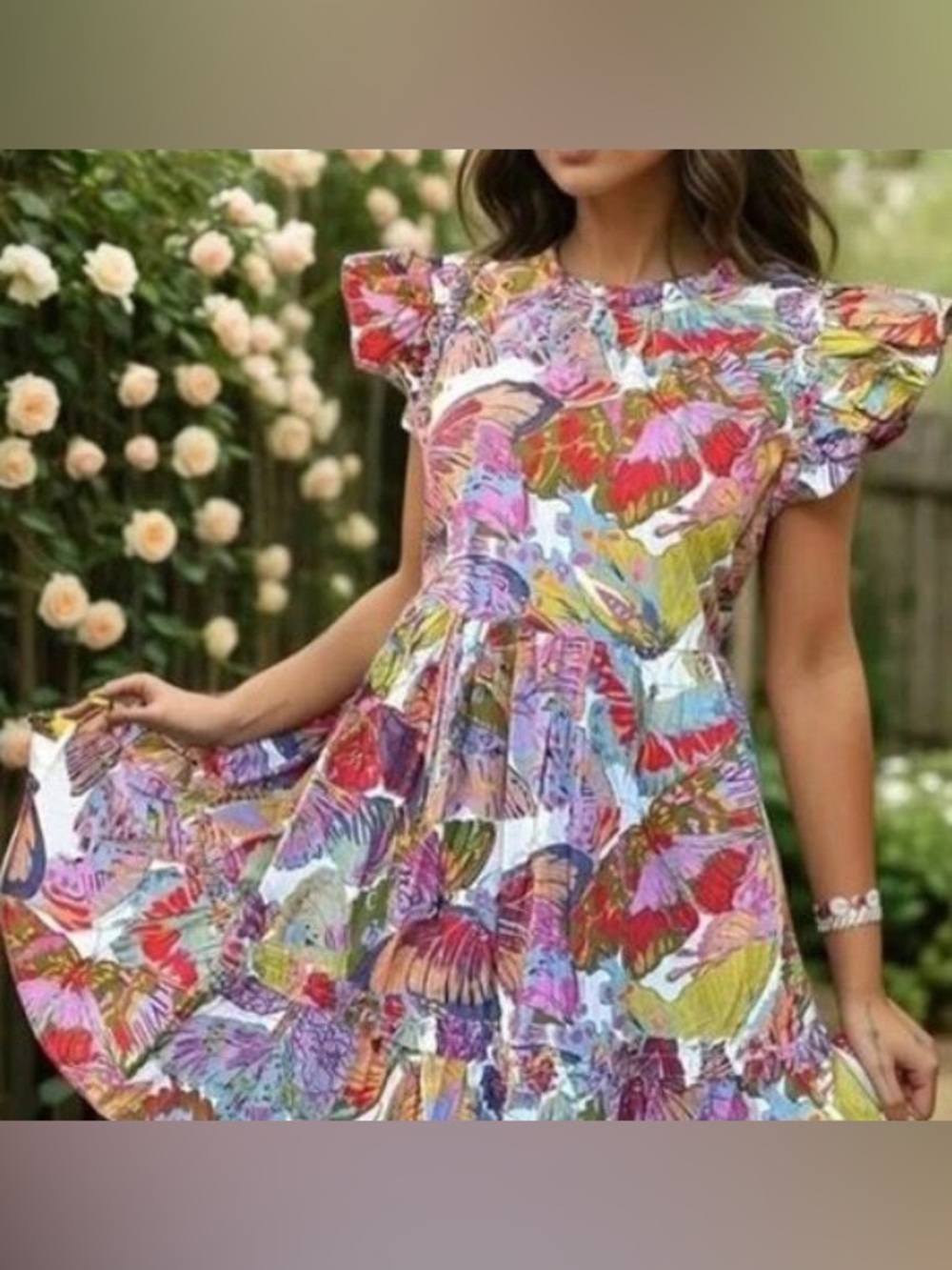 Caroline Constas Tiered Ruffle Sleeve Babydoll Dress